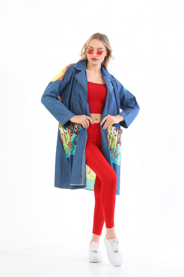 117296 blue TRENCH COAT