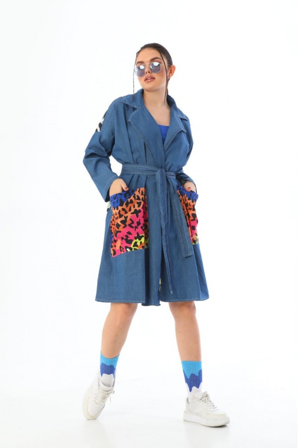 117309 patterned TRENCH COAT