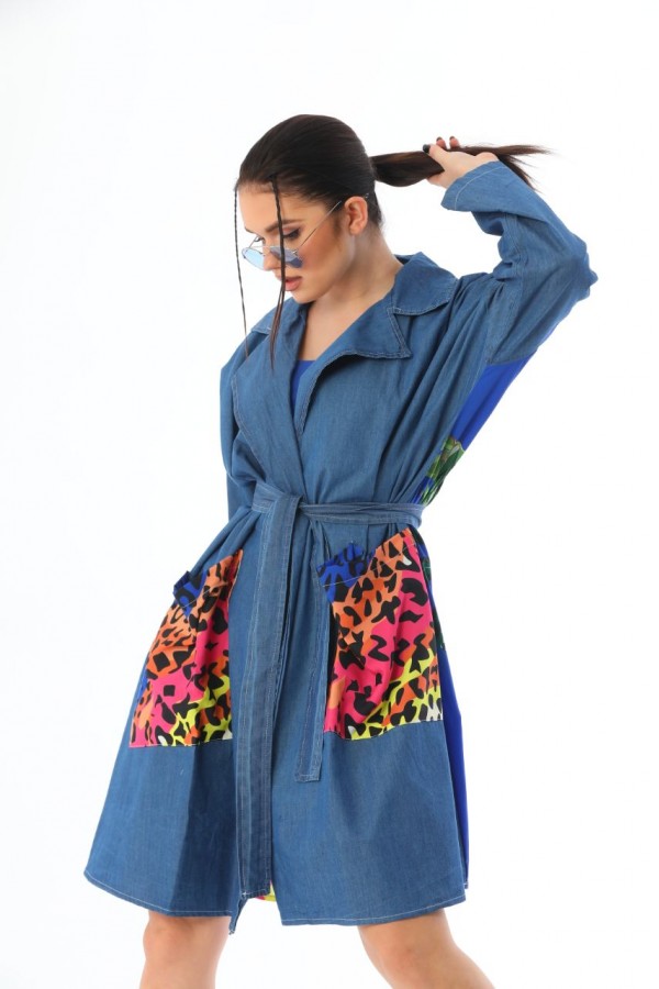 117309 patterned TRENCH COAT