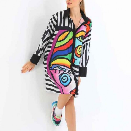 117311 TOPTAN DESENLİ ELBİSE toptan bayan giyim