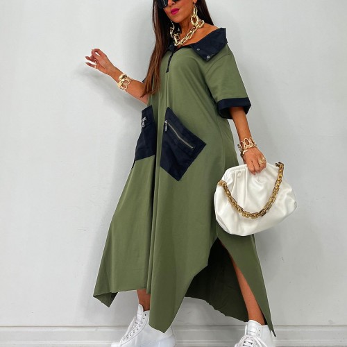 117317 TOPTAN HAKİ ELBİSE toptan bayan giyim