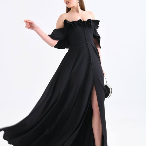 117638 TOPTAN SİYAH ABİYE toptan bayan giyim