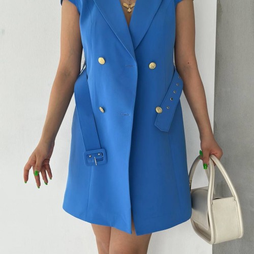 117876 TOPTAN MAVİ ELBİSE toptan bayan giyim