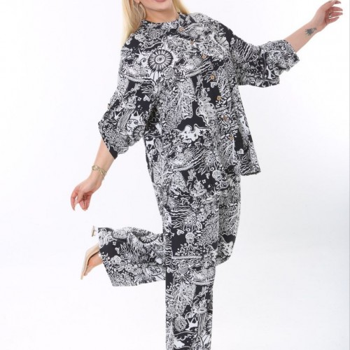 118186 TOPTAN DESENLİ PANTOLON TAKIM 118186 TOPTAN DESENLİ PANTOLON TAKIM toptan bayan giyim