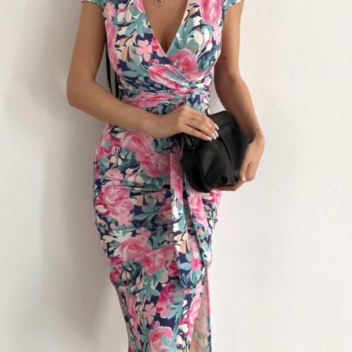 118512 TOPTAN DESENLİ ELBİSE toptan bayan giyim