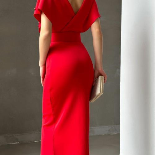 118540 TOPTAN KIRMIZI ABİYE toptan bayan giyim