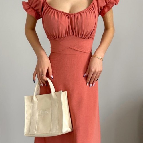 118647 TOPTAN PUDRA ELBİSE toptan bayan giyim