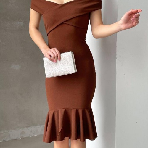 118686 TOPTAN KAHVE ABİYE toptan bayan giyim