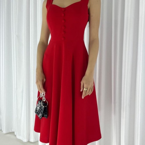 118731 TOPTAN KIRMIZI ABİYE toptan bayan giyim