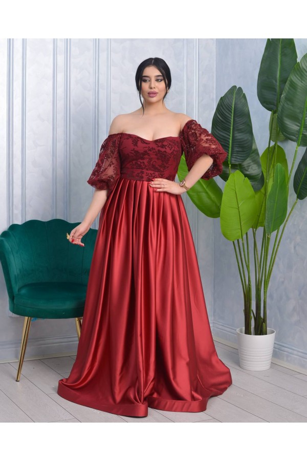 118909 burgundy Evening dress