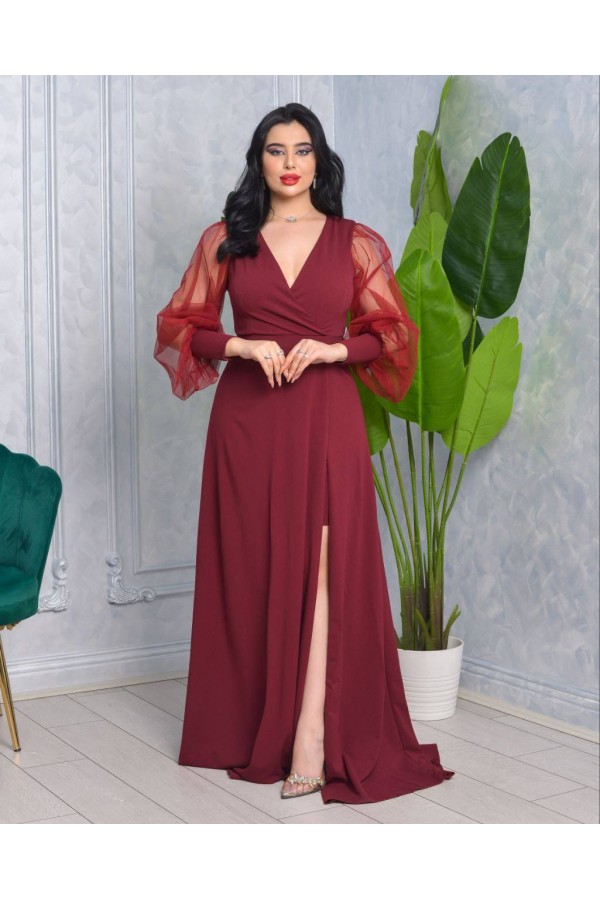 118917 burgundy Evening dress