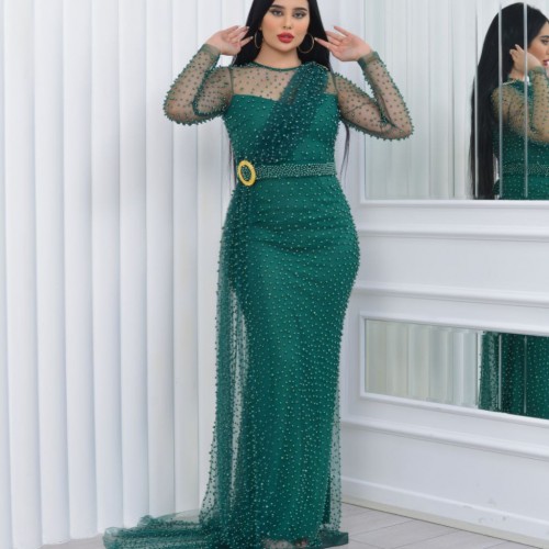 118934 TOPTAN ZÜMRÜT YEŞİL ABİYE toptan bayan giyim