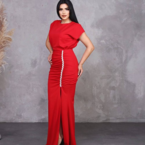 118946 TOPTAN KIRMIZI ABİYE toptan bayan giyim