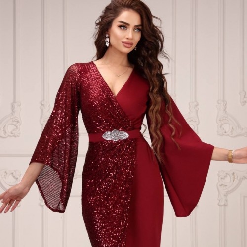 118952 TOPTAN BORDO ABİYE toptan bayan giyim