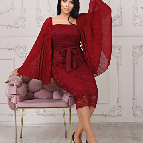 118974 TOPTAN BORDO ABİYE toptan bayan giyim