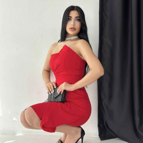 118976 TOPTAN KIRMIZI ABİYE toptan bayan giyim