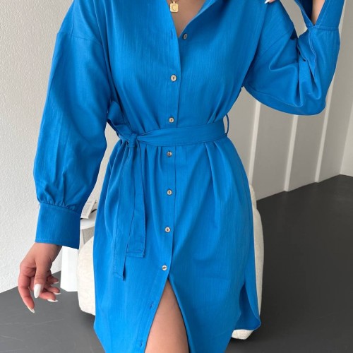 119019 TOPTAN MAVİ ELBİSE toptan bayan giyim