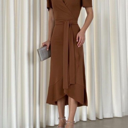 119132 TOPTAN KAHVE ELBİSE 119132 TOPTAN KAHVE ELBİSE toptan bayan giyim