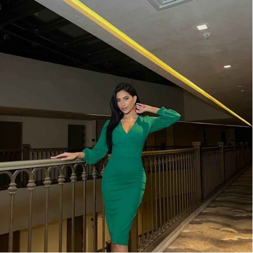 119151 ZÜMRÜT YEŞİL ABİYE toptan bayan giyim