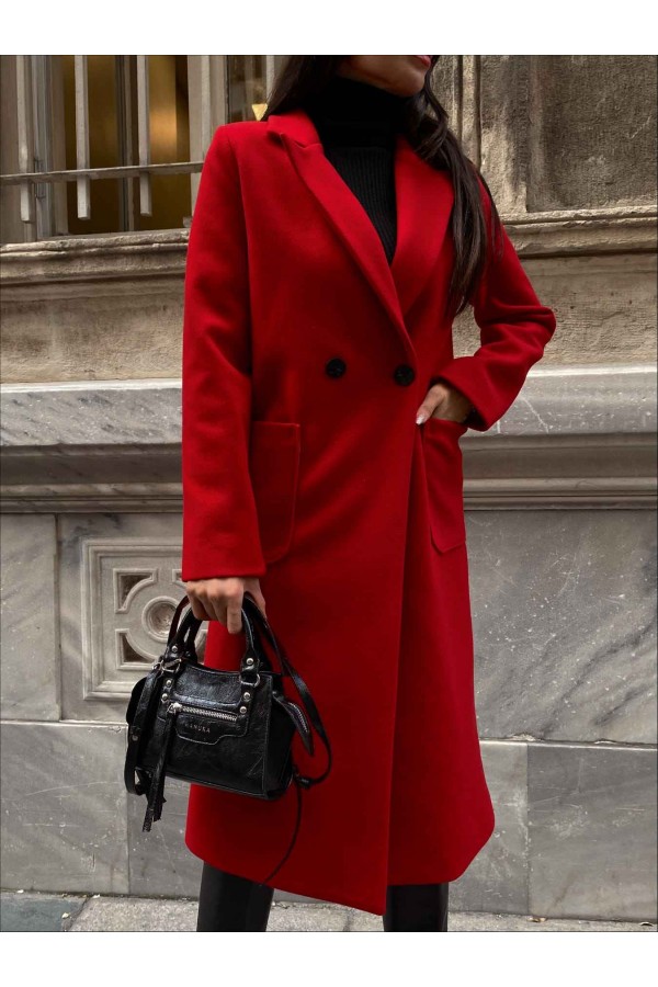 127398 red TRENCH COAT