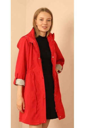 128408 red TRENCH COAT