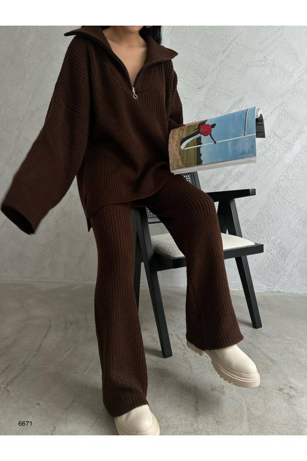 140351 coffee Pants suit