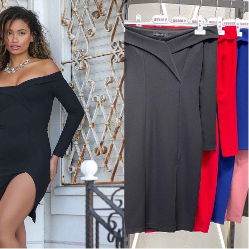 141645 TOPTAN SİYAH ELBİSE toptan bayan giyim