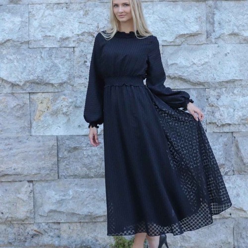 141663 TOPTAN SİYAH ELBİSE toptan bayan giyim