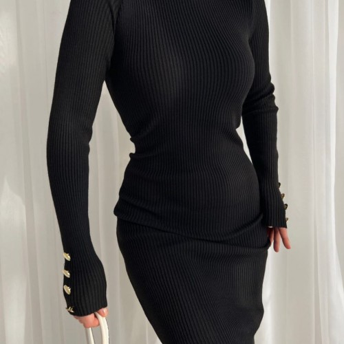 141753 TOPTAN SİYAH ELBİSE toptan bayan giyim