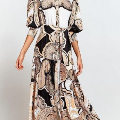 141932 TOPTAN DESENLİ ELBİSE toptan bayan giyim