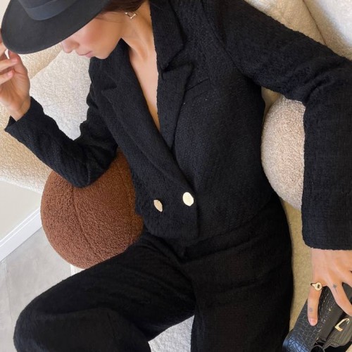 142005 TOPTAN SİYAH PANTOLON TAKIM toptan bayan giyim