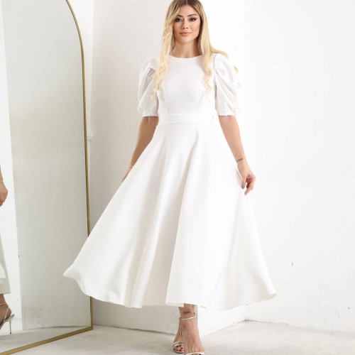 143566 TOPTAN BEYAZ ELBİSE toptan bayan giyim