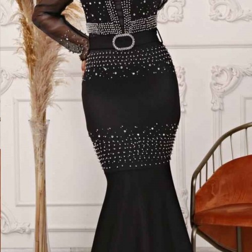 143846 TOPTAN SİYAH ELBİSE toptan bayan giyim