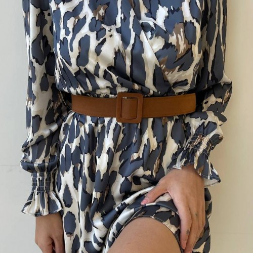 144082 TOPTAN DESENLİ ELBİSE toptan bayan giyim