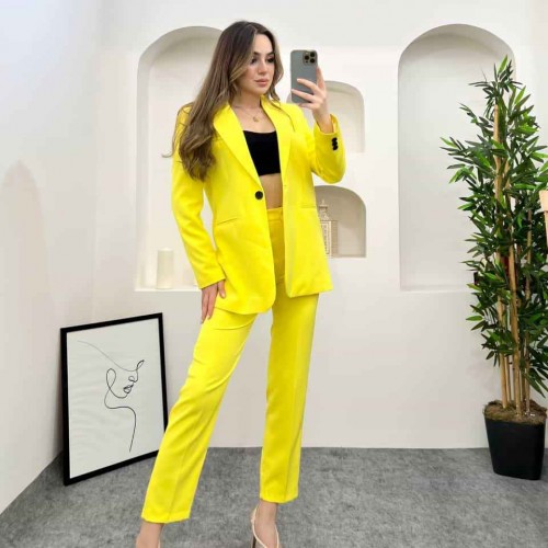 144258 TOPTAN SARI PANTOLON TAKIM 144258 TOPTAN SARI PANTOLON TAKIM toptan bayan giyim