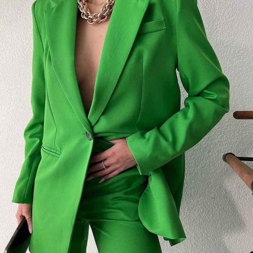 144262 TOPTAN YEŞİL PANTOLON TAKIM toptan bayan giyim