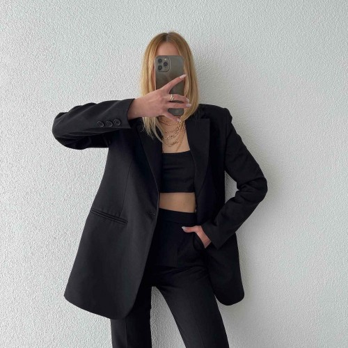 144265 TOPTAN SİYAH PANTOLON TAKIM 144265 TOPTAN SİYAH PANTOLON TAKIM toptan bayan giyim