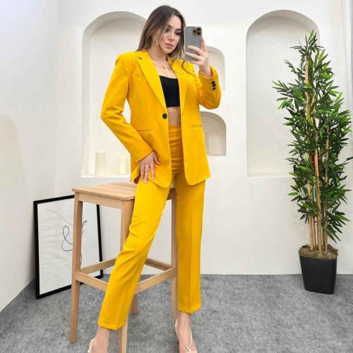 144268 TOPTAN SARI PANTOLON TAKIM toptan bayan giyim