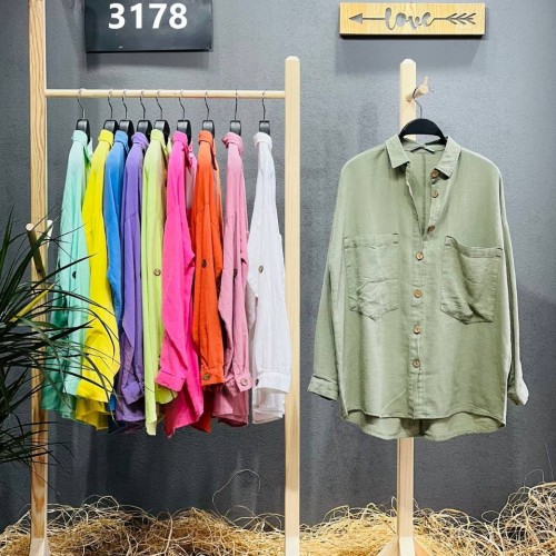 144297 TOPTAN BEYAZ GÖMLEK toptan bayan giyim