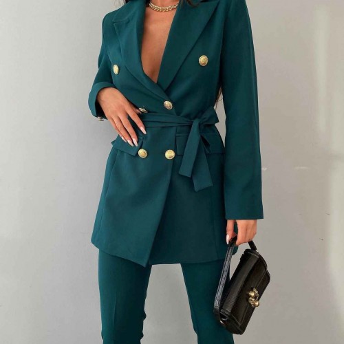 144787 TOPTAN ZÜMRÜT YEŞİL PANTOLON TAKIM toptan bayan giyim