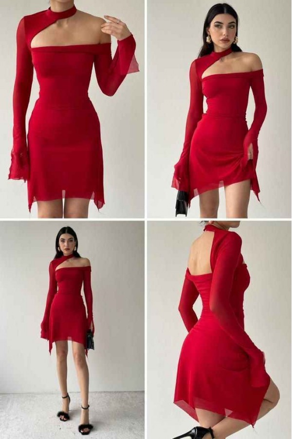 146295 أحمر فستان
