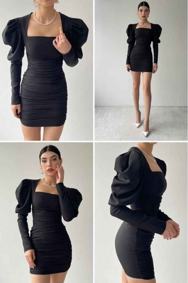 146303 أسود فستان