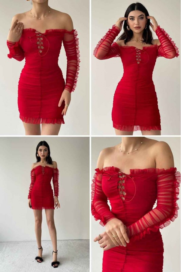 146306 أحمر فستان