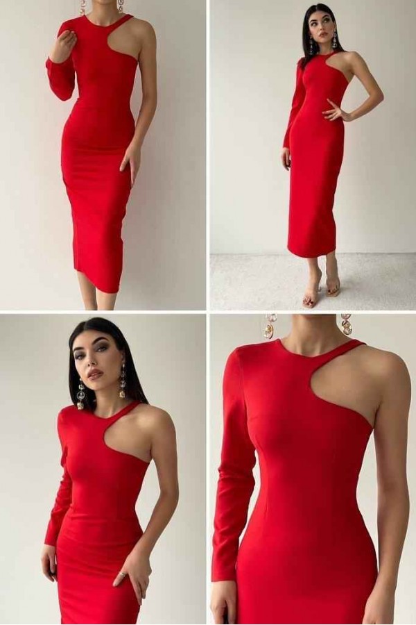 146328 أحمر فستان