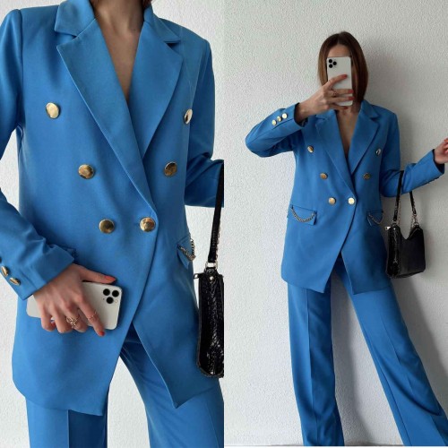 146904 TOPTAN MAVİ PANTOLON TAKIM toptan bayan giyim