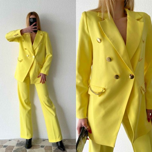 146908 TOPTAN SARI PANTOLON TAKIM 146908 TOPTAN SARI PANTOLON TAKIM toptan bayan giyim