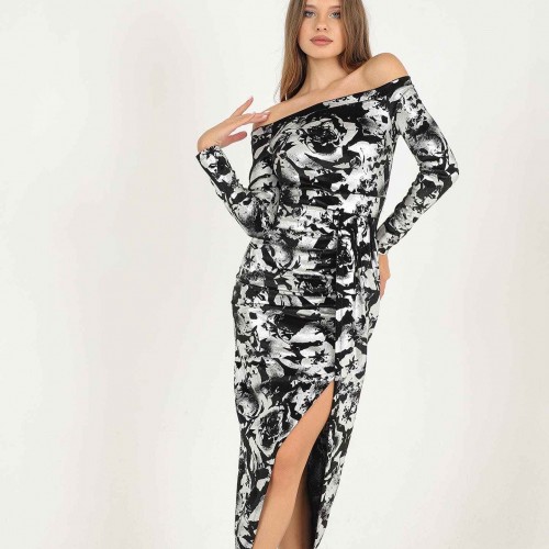 147043 TOPTAN DESENLİ ELBİSE toptan bayan giyim