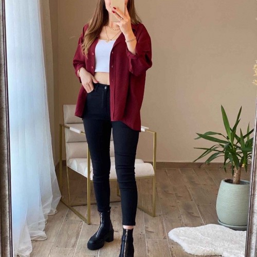 147065 TOPTAN BORDO GÖMLEK 147065 TOPTAN BORDO GÖMLEK toptan bayan giyim