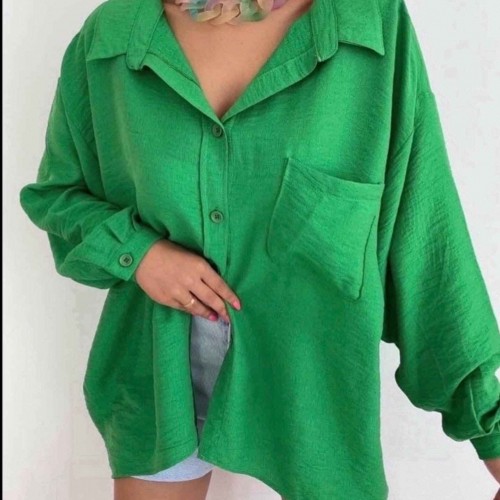 147068 TOPTAN YEŞİL GÖMLEK toptan bayan giyim