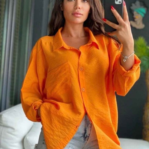 147070 TOPTAN TURUNCU GÖMLEK toptan bayan giyim